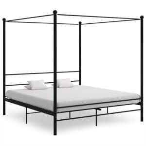 Fallon Metal Canopy Super King Size Bed In Black - UK