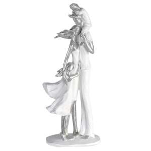 Family Happiness Poly Design Sculpture In White And Silver