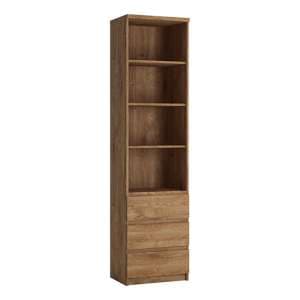 Fank Tall Narrow 3 Shelves 3 Drawers Bookcase In Oak