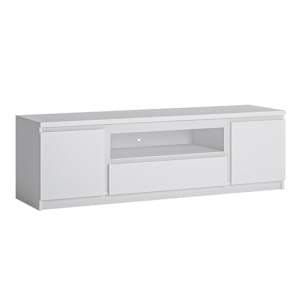 Felton Wooden TV Stand Wide With 2 Doors 1 Drawer In White - UK