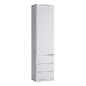 Fank Wardrobe Tall Narrow With 1 Door 3 Drawer In White