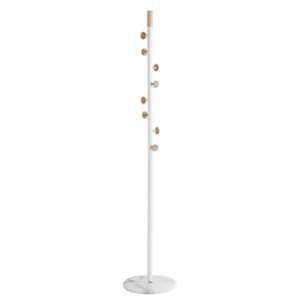Fano Metal Coat Stand 8 Solid Wood Hooks In White And Natural