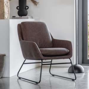 Fanton Leather Bedroom Chair With Metal Frame In Brown
