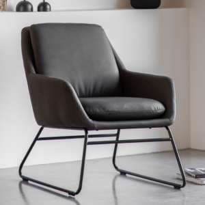 Fanton Leather Bedroom Chair With Metal Frame In Charcoal