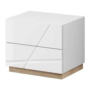 Fargo High Gloss Bedside Cabinet With 2 Drawers In White - UK