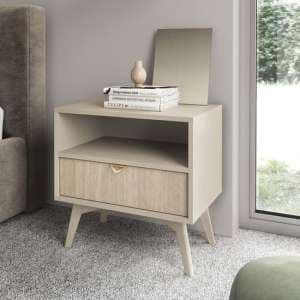 Fargo Wooden Bedside Cabinet With 1 Drawer In Beige - UK
