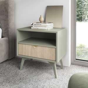 Fargo Wooden Bedside Cabinet With 1 Drawer In Green - UK