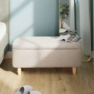 Farica Boucle Fabric Storage Hallway Bench In Natural Stone - UK