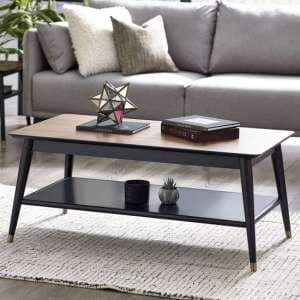 Farica Wooden Coffee Table With Shelf In Walnut And Black - UK
