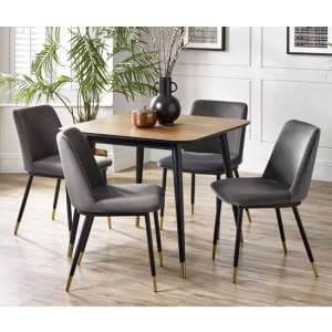 Farica Square Dining Table With 4 Daiva Grey Chairs