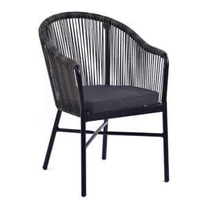 Faris Rope Weave Arm Chair In Grey With Metal Frame - UK