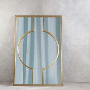 Farota Rectangular Wall Bedroom Mirror In Champagne Gold Frame - UK