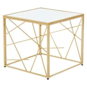 Farota Square Mirrored Glass Side Table With Gold Frame - UK