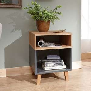 Melbourn Wooden Lamp Table In Grey And Oak Effect - UK