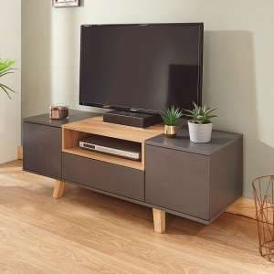 Melbourn TV Stand In Grey And Oak Effect With 2 Doors - UK