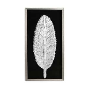 Feather Painting Wooden Wall Art In Antique Silver Frame