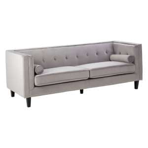 Felisen Upholstered Velvet 3 Seater Sofa In Grey - UK