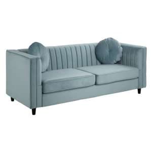 Lismore Upholstered Velvet 3 Seater Sofa In Midnight Green - UK