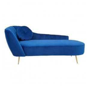 Felizio Left Arm Velvet Lounge Chaise Chair In Midnight Blue