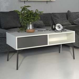 Felton Wooden 1 Drawer Coffee Table In Grey And White - UK