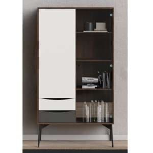 Felton 2 Doors And 2 Drawers Display Cabinet In Grey And Walnut - UK