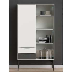Felton 2 Doors And 2 Drawers Display Cabinet In Grey And White - UK