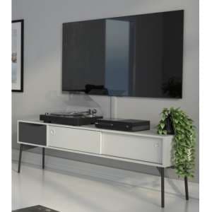 Felton 2 Sliding Doors And 1 Drawer TV Stand In Grey And White - UK
