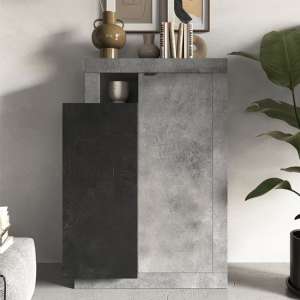 Felton Wooden Highboard 2 Doors In Concrete Effect Lead Grey - UK