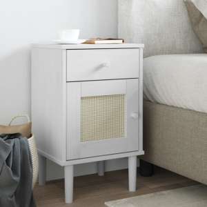 Fenland Wooden Bedside Cabinet With 1 Door 1 Drawer In White - UK