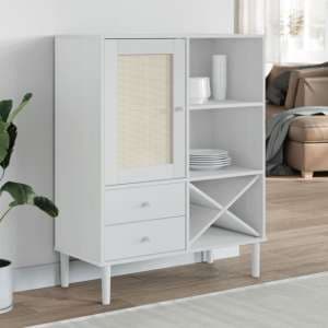 Fenland Wooden Highboard With 1 Door And 2 Drawers In White - UK