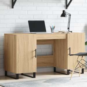 Fenland Wooden Laptop Desk With 2 Doors In Sonoma Oak - UK