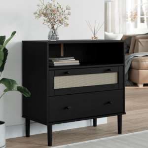 Fenland Wooden Storage Cabinet With 2 Drawers In Black - UK