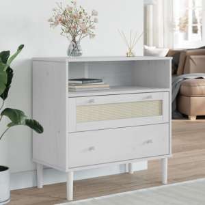 Fenland Wooden Storage Cabinet With 2 Drawers In White - UK