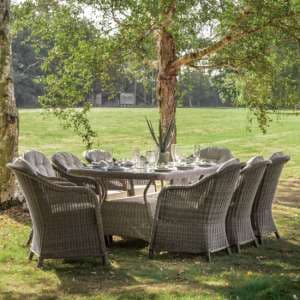 Ferax Outdoor 8 Seater Dining Set In Natural Weave Rattan