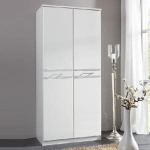 Ferito Wardrobe In Alpine White With Crystals And 2 Doors