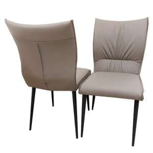 Ferndale Khaki Faux Leather Dining Chairs In Pair