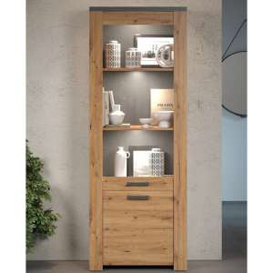 Fero Display Cabinet Tall In Artisan Oak And Matera With LED
