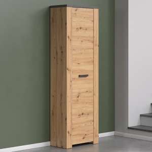 Fero Wooden Hallway Storage Cabinet In Artisan Oak And Matera