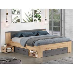 Fero Wooden King Size Bed With Storage In Artisan Oak Matera - UK