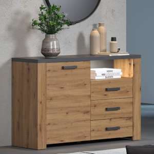 Fero Sideboard With 1 Door 3 Drawers In Artisan Oak With LED - UK