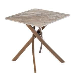 Ferris Marble End Table in Brown With Brass Legs - UK