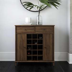 Ferris Wooden Bar Cabinet With 2 Doors 2 Drawers In Walnut - UK