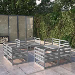 Ferrol Solid Pinewood 8 Piece Garden Lounge Set In Grey - UK