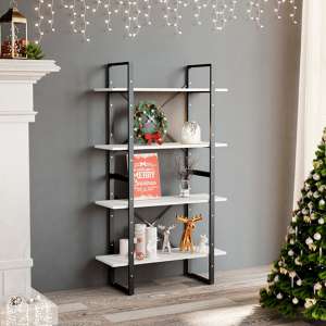 Feryal Wooden 4-Tier Bookshelf In White - UK