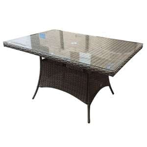 Fetsa Outdoor Rectangular 150cm Dining Table In Brown Weave