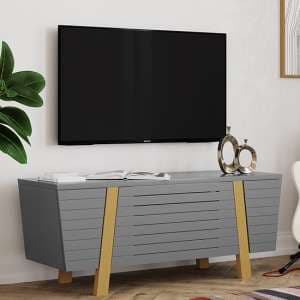 Fiditi Wooden TV Stand With 3 Doors In Oak And Grey - UK