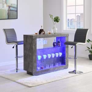 Fiesta Concrete Effect Bar Table With 2 Ritz Grey White Stools