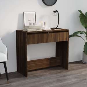 Finley Wooden Console Table With 2 Drawers In Brown Oak - UK