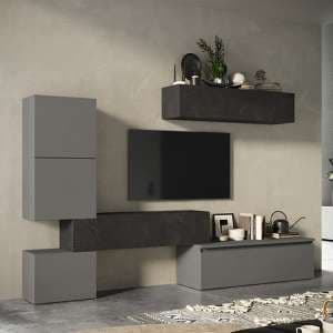 Finley Wooden Entertainment Unit In Slate And Lead - UK