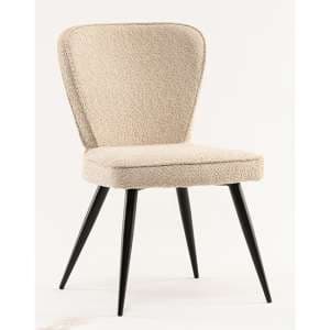 Finn Boucle Fabric Dining Chair In Linen - UK